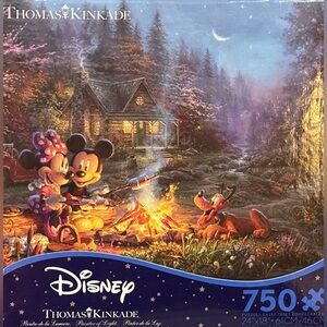 Disney Thomas Kinkade Minnie & Mickey Sweetheart Campfire 750 Piece Puzzle